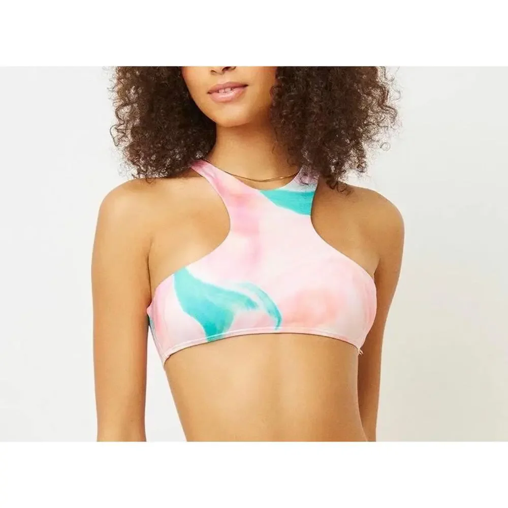 FRANKIES BIKINIS Alexis Patterned Bikini Top In Trip size Small NEW